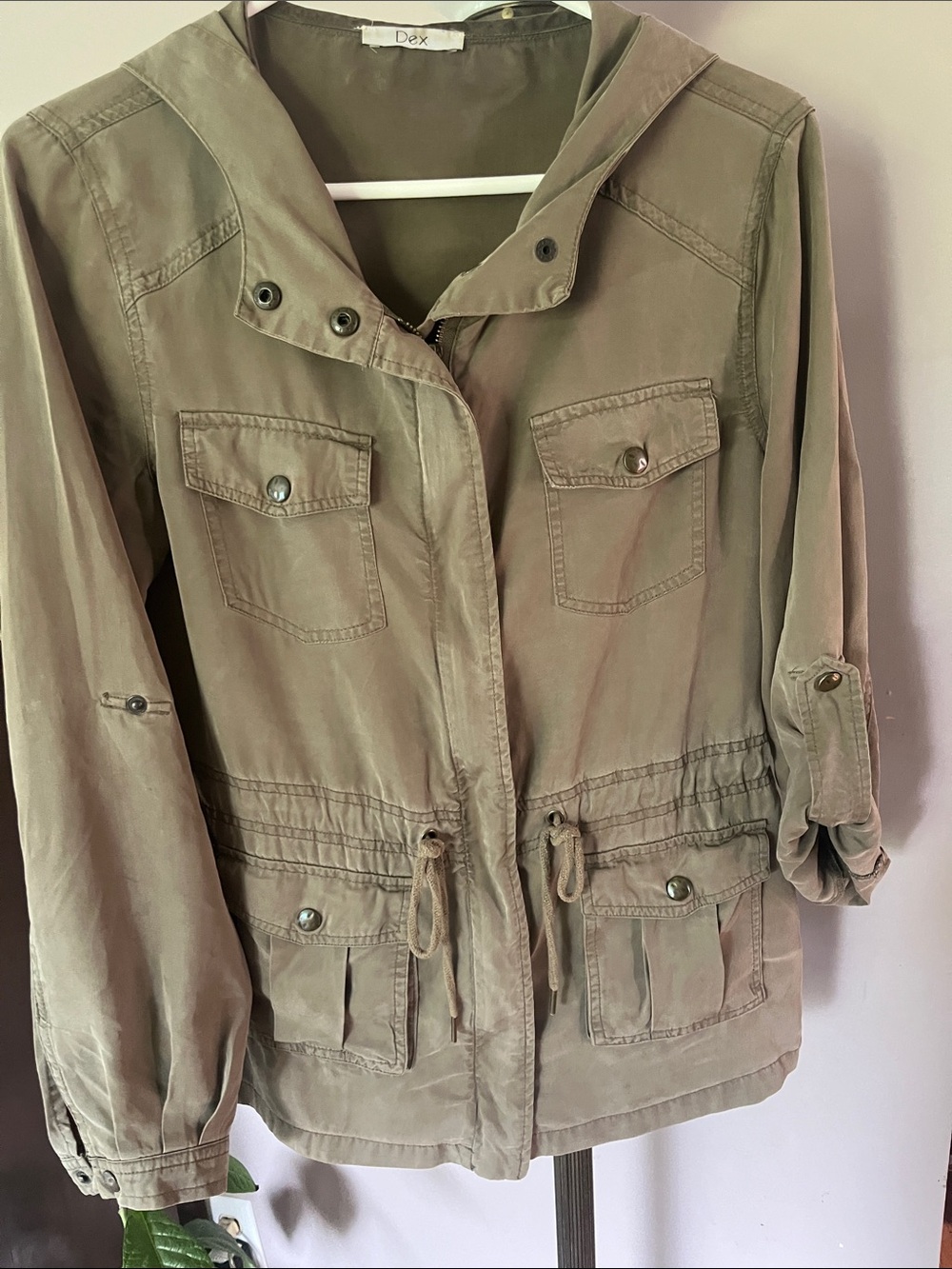 Dex Olive Utility Jacket with Drawstring Waist